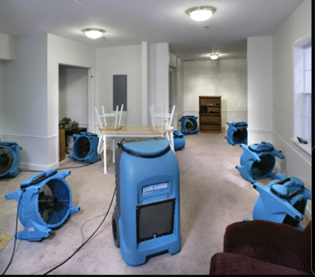 Air movers and dehumidifier setup for Water Extraction & Removal in Sherrelwood