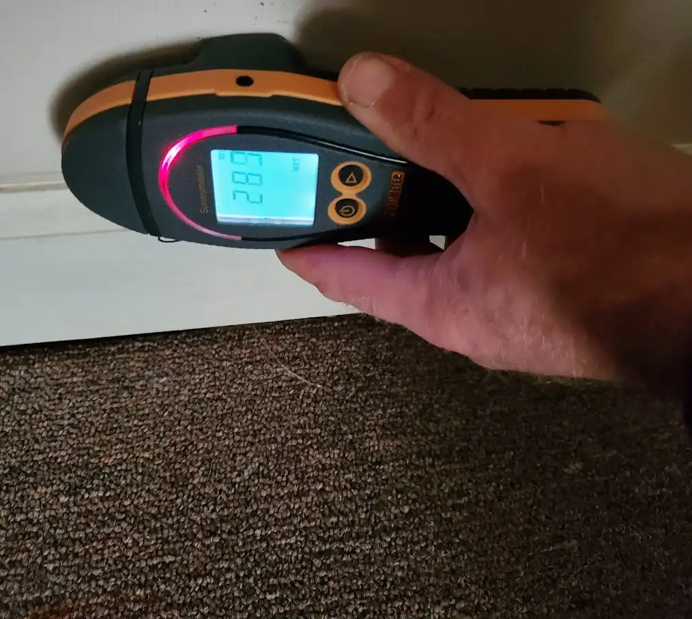 Moisture detection at baseboard during Sewage Cleanup & Sanitation in Sherrelwood
